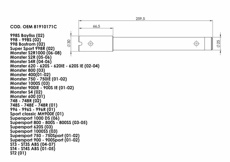 FRONT AXLE DUCATI 81910171C – Black Label Meccanica, INC.